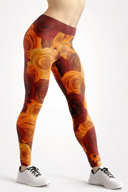 autumn flowers leggings front by utopy